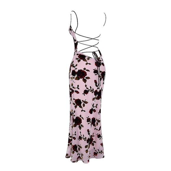 House of CB Serena Floral Velvet Burnout Maxi Dress - M - Light Pink - Picture 3 of 8
